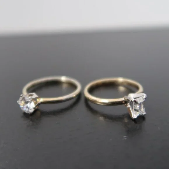 Two 14K Gold Filled Ring with White Stone - Picture 9 of 11